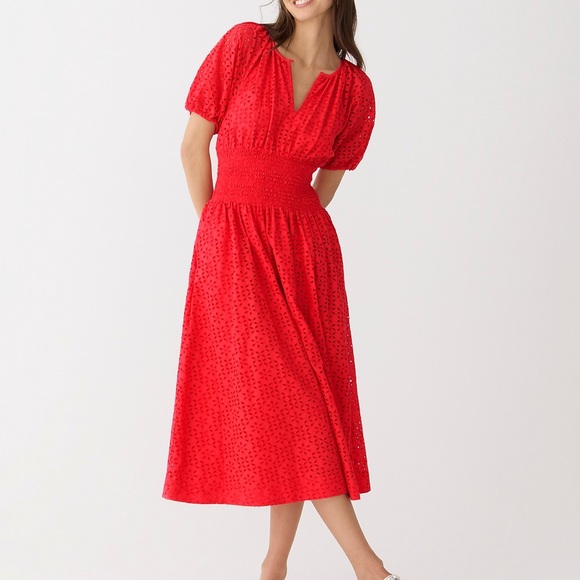 NWT J. Crew Provence smocked-waist midi dress in eyelet - Picture 3 of 12